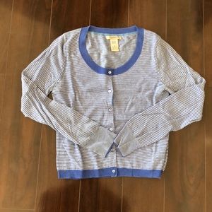 Blue and white stripe cashmere sweater